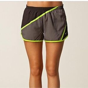 Nike Gray and Black Athletic Shorts with Curved Hem